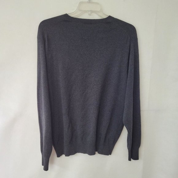 J McLaughlin Sweater Mens L Long Sleeve V-Neck Classic Office Teacher Charcoal - Picture 7 of 11